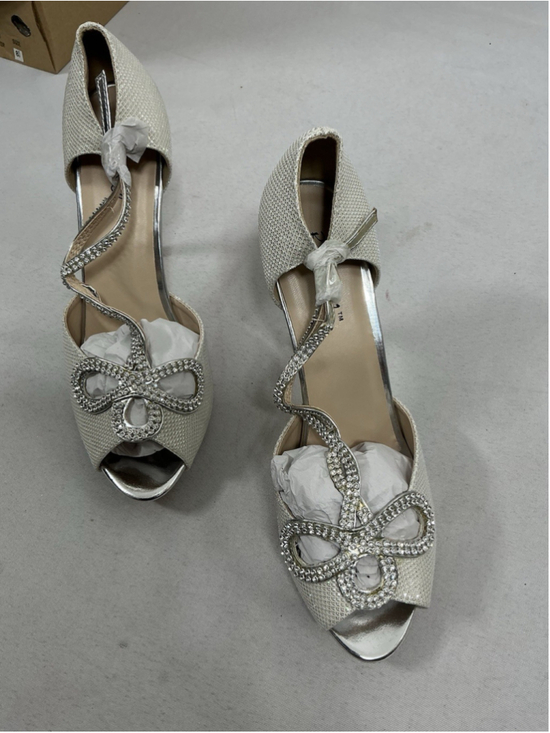 Bonnibel Shoes - Woman New Bonnibel Tiara T Strap Strappy Formal Stiletto Pumps 8.5 White Glitter
